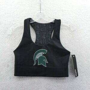 Certo Sports Bra Womens Small Michigan State Spartans Black Reversible MSU New